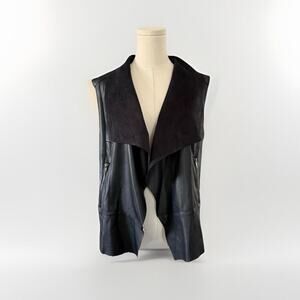Buffalo David Bitton Vegan Leather Vest M Rock Sleeveless Open Mobwife Grunge